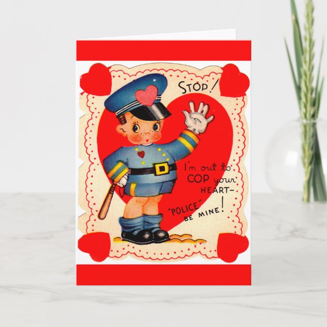 1930s police boy valentine holiday card (Front)