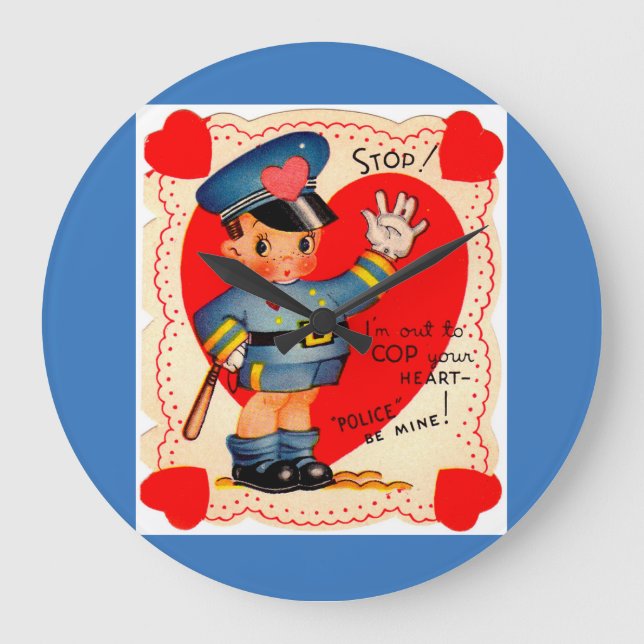 1930s police boy valentine large clock (Front)