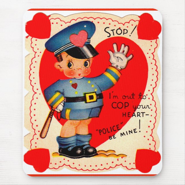 1930s police boy Valentine Mouse Pad (Front)
