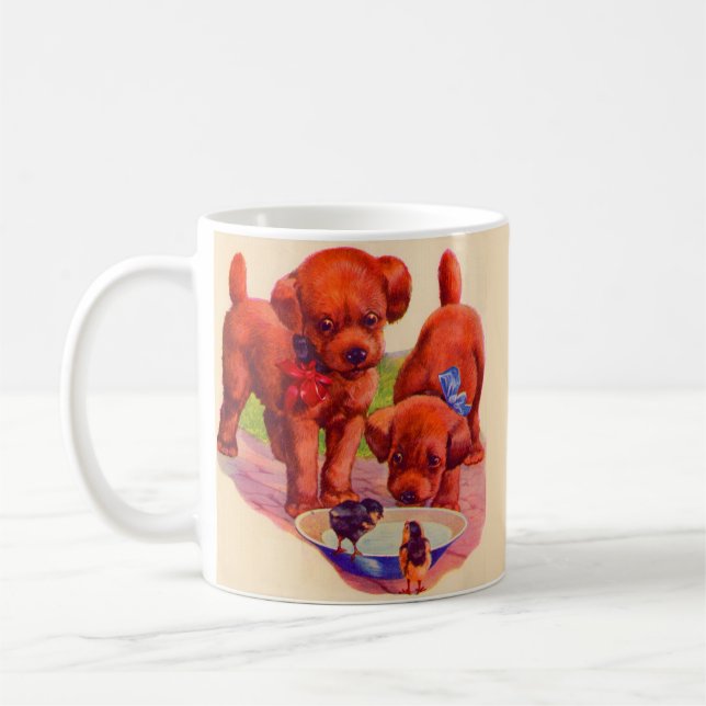 1930s puppies and chicks coffee mug (Left)
