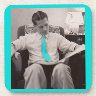 1930s reading the paper coaster