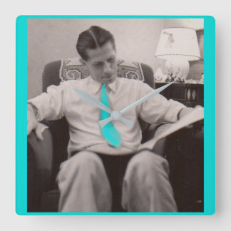 1930s reading the paper square wall clock