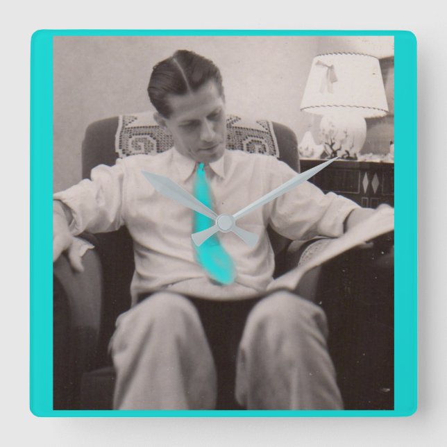 1930s reading the paper square wall clock (Front)