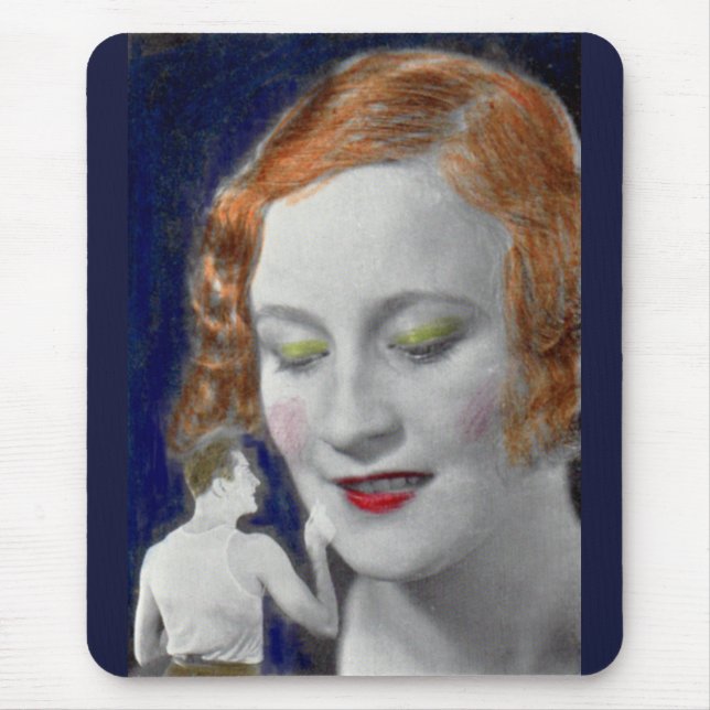 1930s redhead woman and her teeny tiny husband mouse pad (Front)
