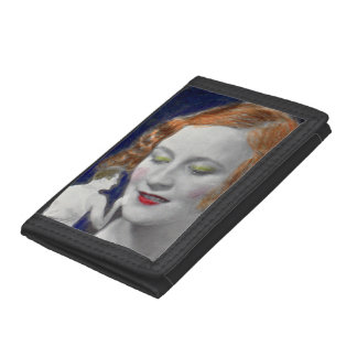 1930s redhead woman and her teeny tiny husband tri-fold wallet