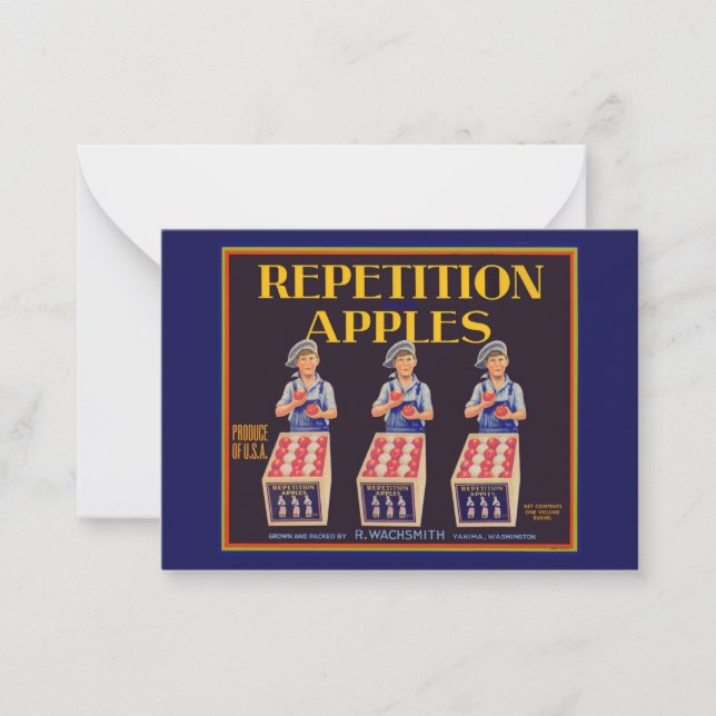 1930s Repetition Apples crate label Note Card (Front)
