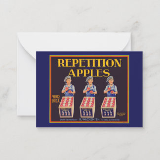 1930s Repetition Apples crate label Note Card