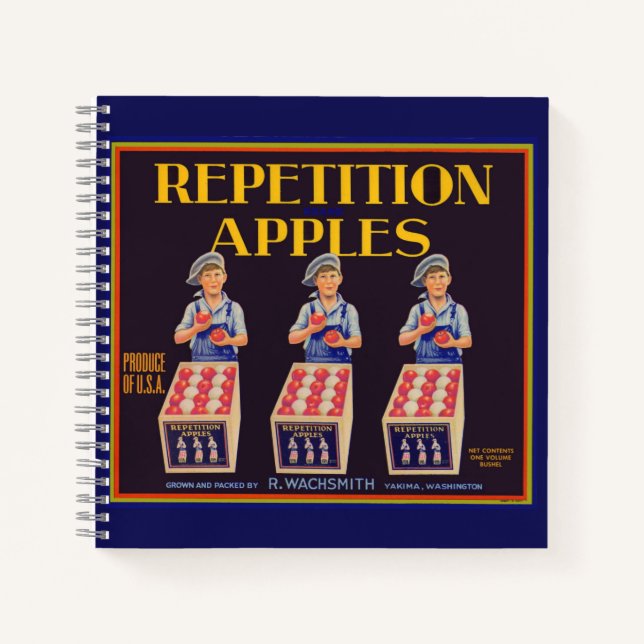 1930s Repetition Apples crate label Notebook (Front)