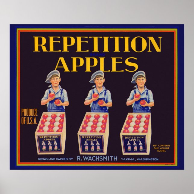1930s Repetition Apples crate label  Poster (Front)