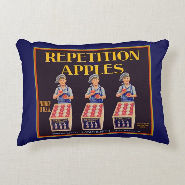 1930s Repetition Apples crate label print Accent Pillow (Front)