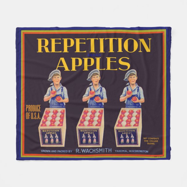 1930s Repetition Apples crate label print Fleece Blanket (Front (Horizontal))