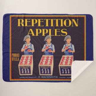1930s Repetition Apples crate label print Sherpa Blanket