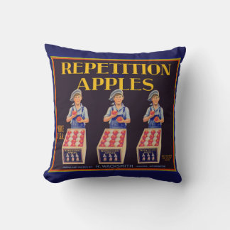 1930s Repetition Apples crate label print Throw Pillow
