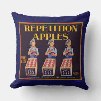 1930s Repetition Apples crate label print Throw Pillow