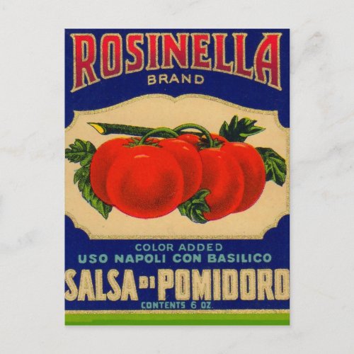 1930s Rosinella tomato sauce can label no 1 Postcard