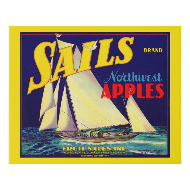 1930s Sails Northwest Apples crate label print (Front)