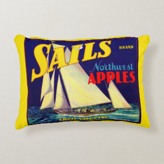 1930s Sails Northwest Apples crate label print Accent Pillow