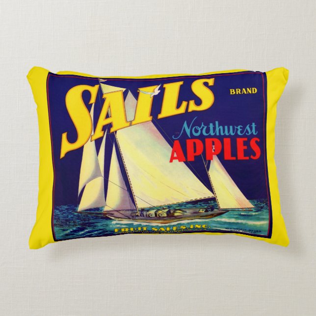 1930s Sails Northwest Apples crate label print Accent Pillow (Front)