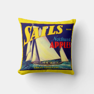 1930s Sails Northwest Apples crate label print Throw Pillow