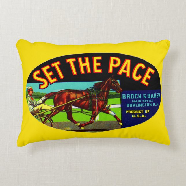 1930s Set the Pace vegetable crate label Accent Pillow (Front)
