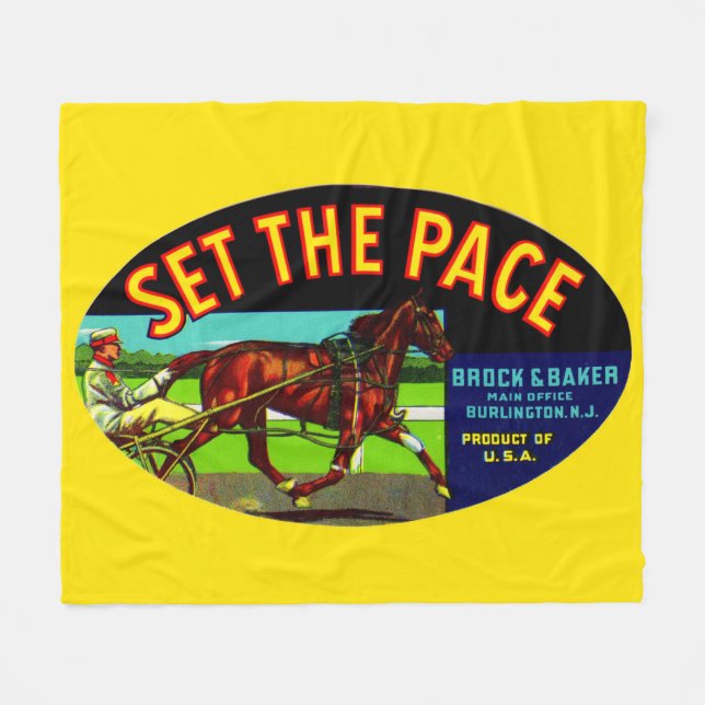 1930s Set the Pace vegetable crate label Fleece Blanket (Front (Horizontal))