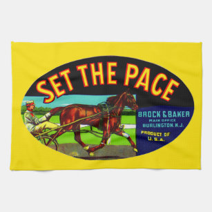 1930s Set the Pace vegetable crate label Kitchen Towel