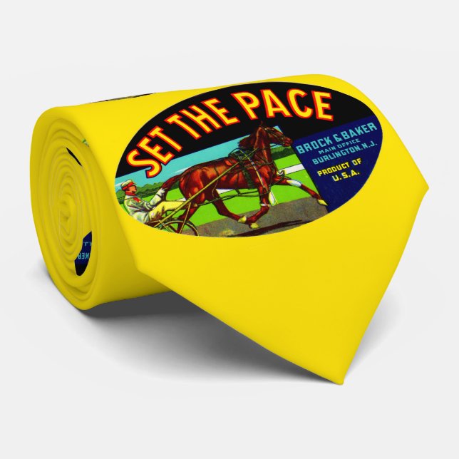 1930s Set the Pace vegetable crate label print Neck Tie (Rolled)