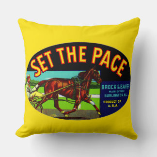 1930s Set the Pace vegetable crate label print Throw Pillow