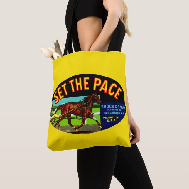 1930s Set the Pace vegetable crate label print Tote Bag (Close Up)