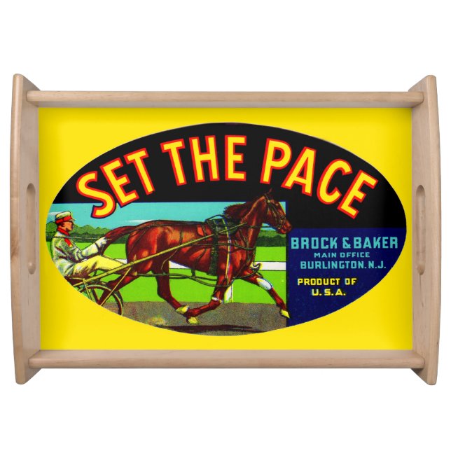 1930s Set the Pace vegetable crate label Serving Tray (Front)