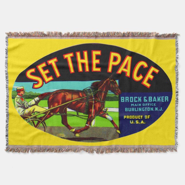 1930s Set the Pace vegetable crate label Throw Blanket (Front)