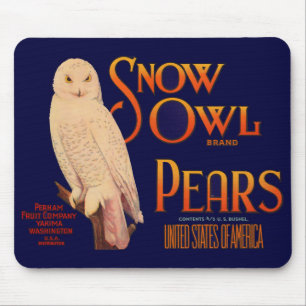1930s Snow Owl brand pears fruit crate label Mouse Pad