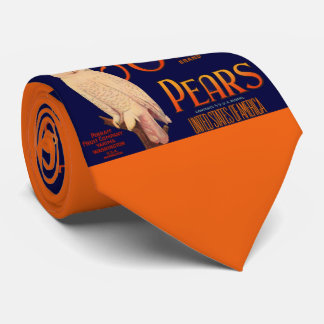 1930s Snow Owl brand pears fruit crate  label Neck Tie