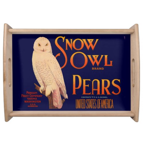 1930s Snow Owl brand pears fruit crate label print Serving Tray