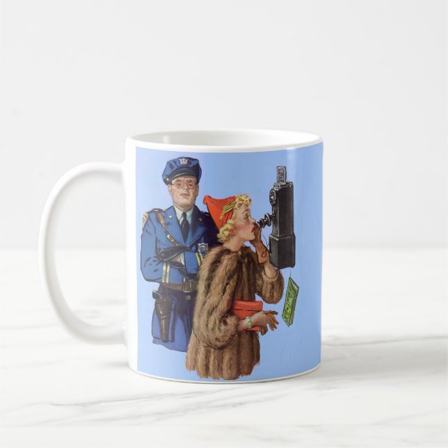 1930s traffic cop and rich lady arrestee coffee mug (Left)