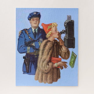 1930s traffic cop and rich lady arrestee jigsaw puzzle