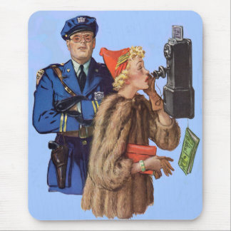 1930s traffic cop and rich lady arrestee mouse pad