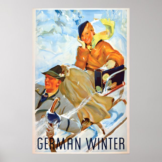 1930s travel Poster German Winter Ski jumping (Front)