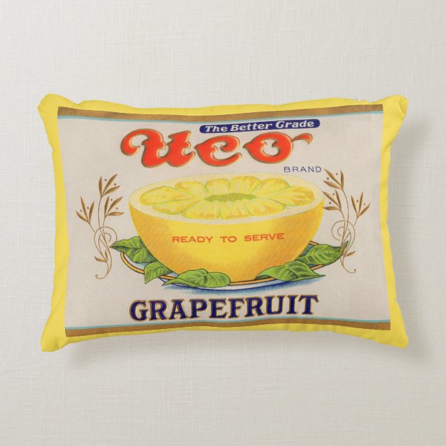 1930s Uco Brand Grapefruit label Accent Pillow (Front)