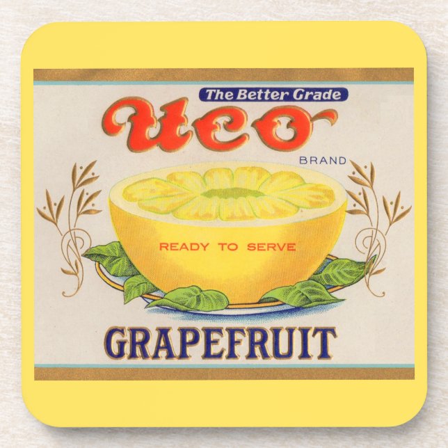 1930s Uco Brand Grapefruit label Drink Coaster (Front)