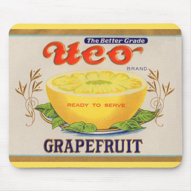 1930s Uco Brand Grapefruit label Mouse Pad (Front)