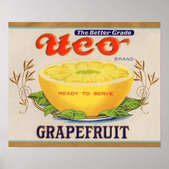 1930s Uco Brand Grapefruit label Poster (Front)