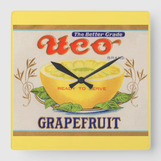 1930s Uco Brand Grapefruit label Square Wall Clock