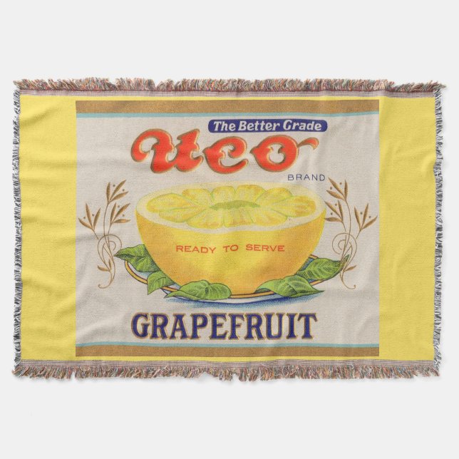 1930s Uco Brand Grapefruit label Throw Blanket (Front)