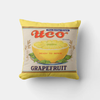 1930s Uco Brand Grapefruit label Throw Pillow