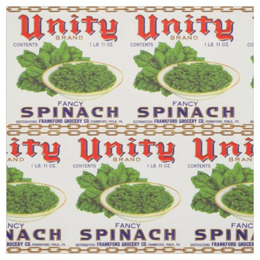 1930s Unity fancy spinach can label print Fabric