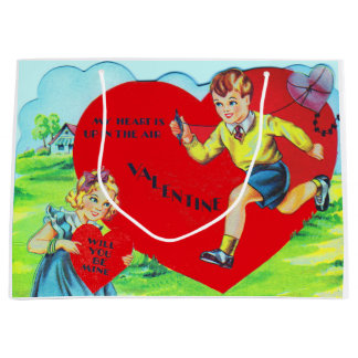 1930s Valentine My Heart Is Up In the Air Large Gift Bag
