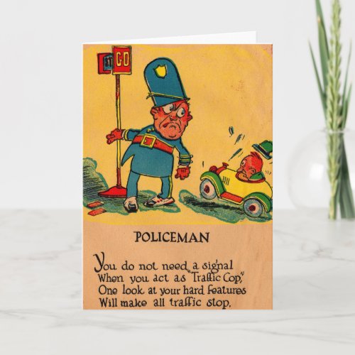 1930s vinegar valentine Policeman Holiday Card