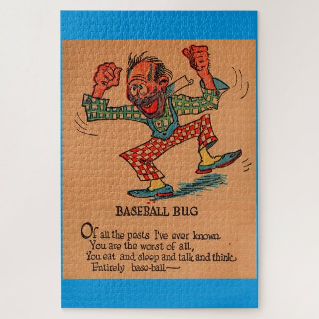 1930s vinegar valentine: the Baseball Bug Jigsaw Puzzle (Vertical)