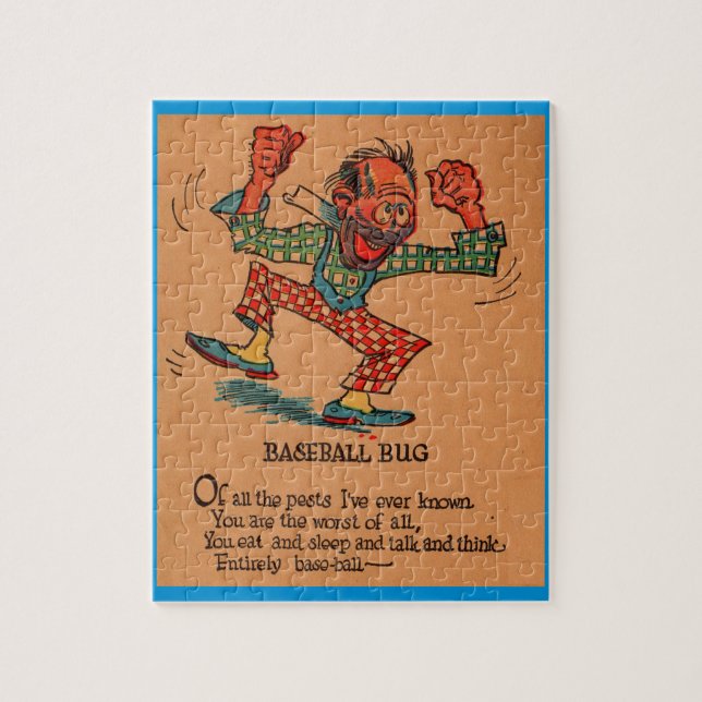 1930s vinegar valentine: the Baseball Bug Jigsaw Puzzle (Vertical)
